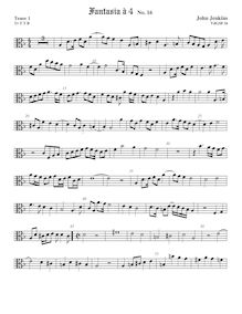 Partition ténor viole de gambe 1, alto clef, fantaisies pour 4 violes de gambe et orgue par John Jenkins