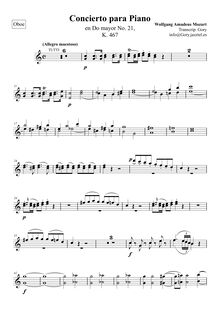 Partition hautbois 1/2, Piano Concerto No.21, Piano Concerto No.21