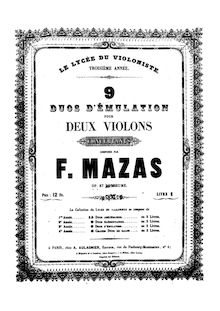Partition Livre 3: 9 Duos d Emulation, 39 violon Duos, Op.85, Le Lycée du Violoniste