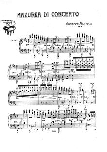 Partition complète, Mazurka di Concerto, B major, Martucci, Giuseppe