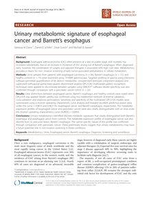 Urinary metabolomic signature of esophageal cancer and Barrett’s esophagus