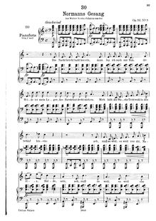 Partition complète, transposition pour low voix, Normans Gesang, D.846 (Op.52 No.5)