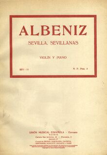 Partition couverture couleur,  Española No.1, Op. 47, Albéniz, Isaac