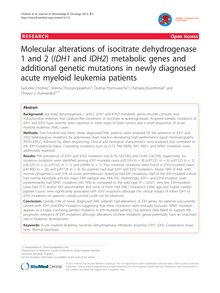 Molecular alterations of isocitrate dehydrogenase 1 and 2 (IDH1and IDH2) metabolic genes and additional genetic mutations in newly diagnosed acute myeloid leukemia patients