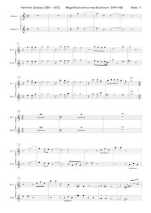 Partition violons I, II , partie, Magnificat, The Uppsala Magnificat