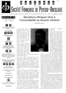29 Bulletin Société Française de Psycho-Oncologie Janv-Mars 2002