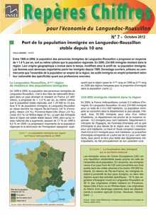 Part de la population immigrée en Languedoc-Roussillon stable depuis 10 ans