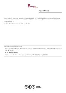 Doura-Europos, Microcosme grec ou rouage de l administration arsacide ?  - article ; n°1 ; vol.63, pg 135-155