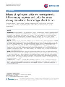 Effects of hydrogen sulfide on hemodynamics, inflammatory response and oxidative stress during resuscitated hemorrhagic shock in rats