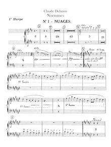 Partition harpe 1, 2, nocturnes, Debussy, Claude