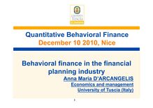 Behavioral Finance in The Financial Planning Industry