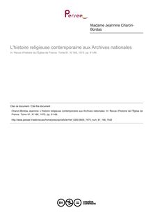L histoire religieuse contemporaine aux Archives nationales - article ; n°166 ; vol.61, pg 61-66