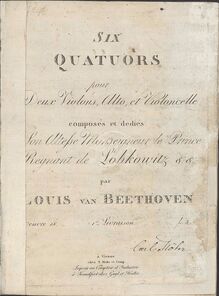 Partition violon I, corde quatuor No.1, Op.18/1, F major, Beethoven, Ludwig van