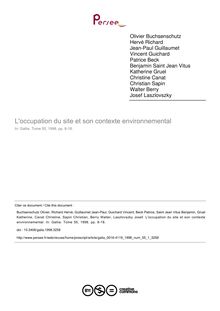 L occupation du site et son contexte environnemental - article ; n°1 ; vol.55, pg 8-18