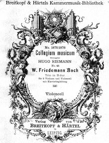 Partition de violoncelle, Trio en B dur, B♭ major, Bach, Wilhelm Friedemann