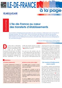 L Ile-de-France au coeur des transferts d établissements