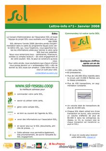 Lettre-info n°1– Janvier 2008