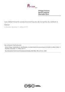 Les déterminants socio-économiques de la sortie du célibat à Dakar - article ; n°1 ; vol.50, pg 95-117