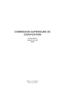 Commission supérieure de la codification : quatorzième rapport annuel 2003