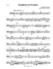 Partition violoncelles, Symphony en D major, GWV 546, Symphony No. 75 in D major