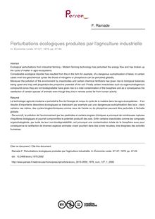 Perturbations écologiques produites par l agriculture industrielle - article ; n°1 ; vol.127, pg 47-49