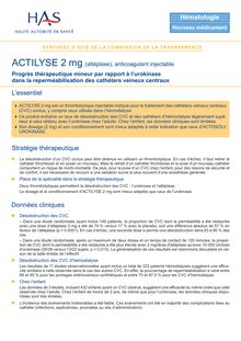 ACTILYSE - Synthèse d avis ACTILYSE - CT-6722