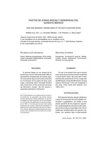 PASTOS DE ZONAS ÁRIDAS Y SEMIÁRIDAS DEL SURESTE IBÉRICO (ARID AND SEMIARID RANGELANDS IN THE SOUTH-EASTERN SPAIN)