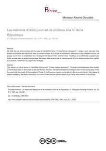 Les relations d obsequium et de societas à la fin de la République - article ; n°1 ; vol.23, pg 155-187