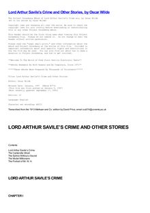 Lord Arthur Savile s Crime and Other Stories