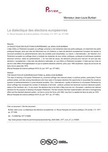 La dialectique des élections européennes - article ; n°3 ; vol.27, pg 377-406