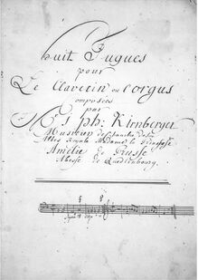 Partition complète, Huit fugues pour clavecin ou orgue, Kirnberger, Johann Philipp