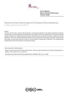 Electronic Data Interchange and Company Re-engineering - article ; n°2 ; vol.2, pg 281-302
