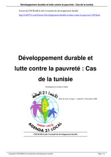 Développement durable et lutte contre la pauvreté : Cas de la tunisie