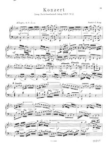 Partition Piano 2, Concerto pour 2 Harpsichords,, C minor, Bach, Johann Sebastian