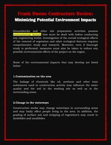 Frank Owens Contractors Review: Minimizing Potential Environment Impacts