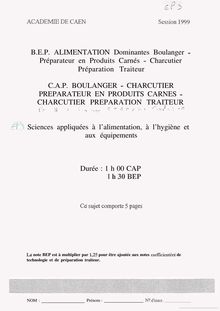 Sciences appliquées 1999 CAP Boulanger