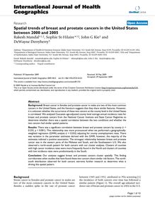 Spatial trends of breast and prostate cancers in the United States between 2000 and 2005