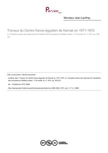 Travaux du Centre franco-égyptien de Karnak en 1971-1972 - article ; n°2 ; vol.117, pg 303-321