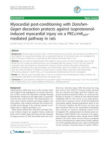 Myocardial post-conditioning with Danshen-Gegendecoction protects against isoproterenol-induced myocardial injury viaa PKCε/mKATP-mediated pathway in rats