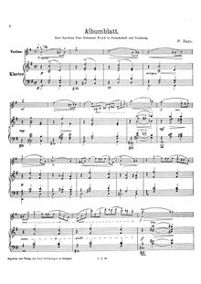 Partition de piano, Albumblatt, Zajíc, Florián