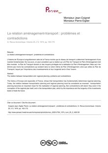 La relation aménagement-transport : problèmes et contradictions - article ; n°2 ; vol.25, pg 163-175