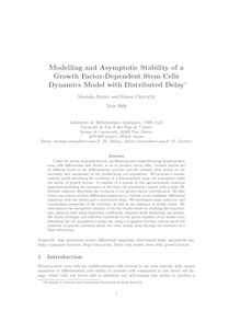Modelling and Asymptotic Stability of a Growth Factor Dependent Stem Cells
