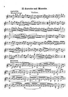 Partition Gavotte & Musette — partition de violon, 6 anglais , Bach, Johann Sebastian