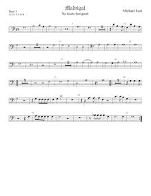Partition viole de basse 1, madrigaux, East, Michael par Michael East