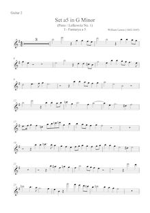 Partition guitare 2 , partie, Set a 5 en G minor, G minor, Lawes, William
