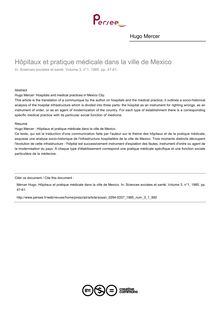 Hôpitaux et pratique médicale dans la ville de Mexico - article ; n°1 ; vol.3, pg 47-61