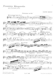Partition complète et , partie, Première rapsodie, Debussy, Claude