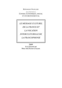 Le message culturel de la France et la vocation interculturelle de la francophonie