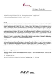 Injonction paradoxale et réorganisation cognitive - article ; n°1 ; vol.87, pg 51-58