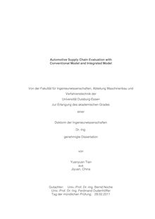 Automotive supply chain evaluation with conventional model and integrated model [Elektronische Ressource] / von Yuanyuan Tian